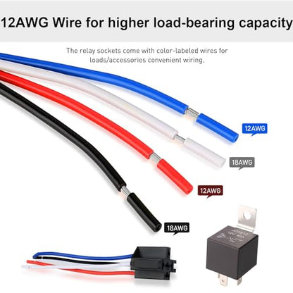 Gebildet 2pcs JD2912 Car Relay Harness 24V 40A 4 Pin SPST 12AWG Harness Sockets with Built-in Diode for Automotive Truck Van Motorcycle Boat - style: 24V-4pin