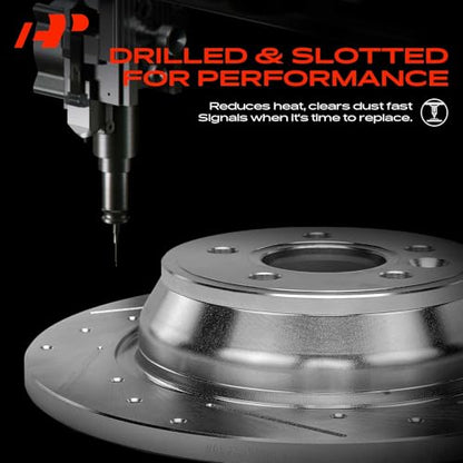 A-Premium 10.24 inch (260mm) Rear Drilled and Slotted Disc Brake Rotors - style: Rear Drilled and Slotted