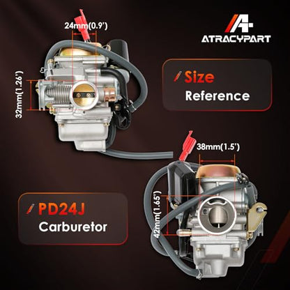 PD24J Carburetor 24mm, Fit for GY6 125cc 150cc 4 Stroke Scooter Engines - size: Carburetor with Intake Manifold