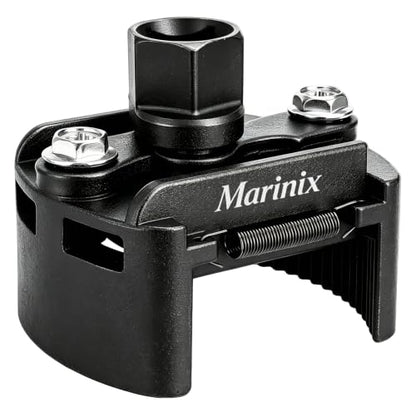 Universal Adjustable Oil Filter Wrench 2-3/8 to 3-1/8 inch (60-80mm) with Non-Slip Serrated Jaws, 1/2'' Drive Cap Style Oil Filter Tool Fits Small to Medium Spin-on Filters, UTVs, JetSkis