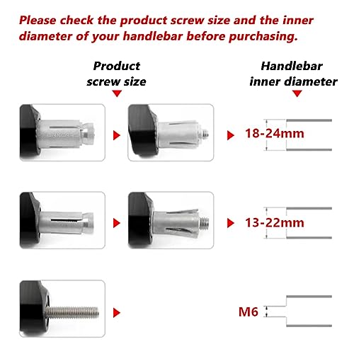 2 Pack Motorcycle Bar End Mounting Screw Set Universal 13mm-24mm Handlebar Expansion Screws for 7/8'' Handle Bar Grip End Caps Silder Plug Side Mirror Electric Dirt Bike Scooter Silver