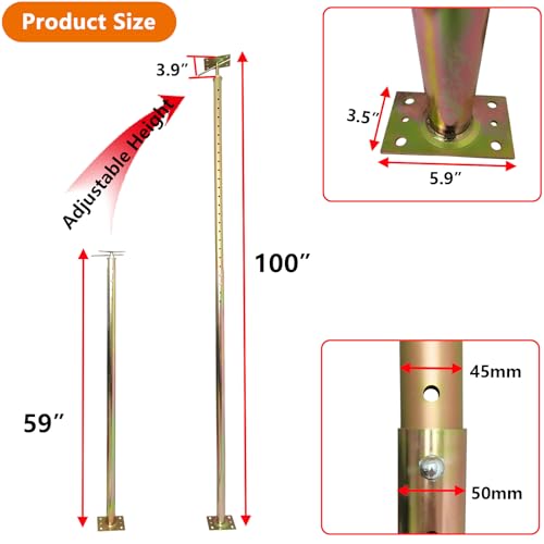 2 Pack 59" - 100" Adjustable House Floor Screw Jack Post for Leveling - size: 59-100 inch