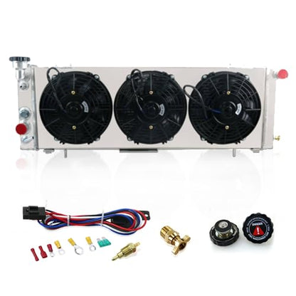 4 Row Radiator Shroud Fan For Jeep Cherokee XJ Comanche 1991-2001 - size: 4 Row Radiator/w Cap+Shroud Fan+Relay Kit