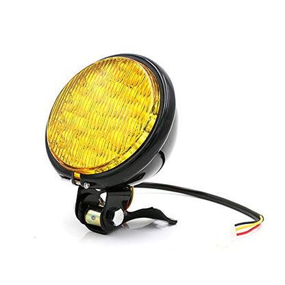 0011 Universal Motorcycle Headlight 5'' Head Lamp Front for Chopper Bobber Cruiser Black Yellow - color: black yellow