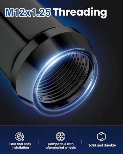 GAsupply 12x1.25 Lug Nuts Black, 20pcs 1.38" Tall 3/4" 19mm Hex, Cone Seat - color: Black, size: M12x1.25, style: 20pcs - 1.38" Tall