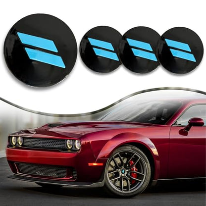4PCS 63mm=2.5 inch Slash Wheel Center Cap Covers Fit for Dodge Charger Durango Dart 2015 2016-2020 Jeep/Chrysler Hubcaps Trim - color: Black-Blue