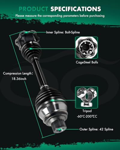 SCITOO Front Left Right CV Axle Assembly For Audi 2008-2021