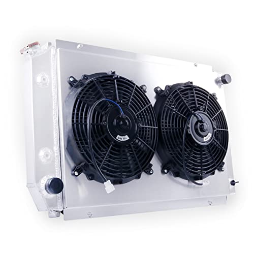 Full Aluminum Radiator with Shroud Fan for 1980-1993 Fo rd Mustang - size: Radiator with Fan Shroud