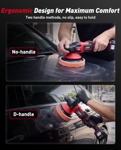 6 Inch Brushless Car Buffer Polisher with 2x4000mAh Batteries - size: 6.05 Inch