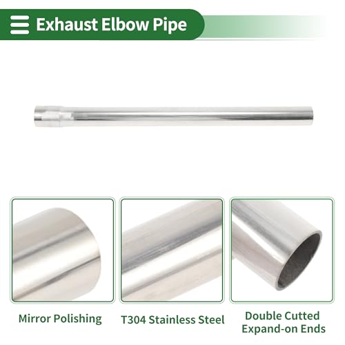 Motoforti 1.25" Straight Exhaust Pipe Tube T304 Stainless Steel DIY Custom Car Modified Tubing Piping 17.32" Length Single Side with Flaring Surface Polishing