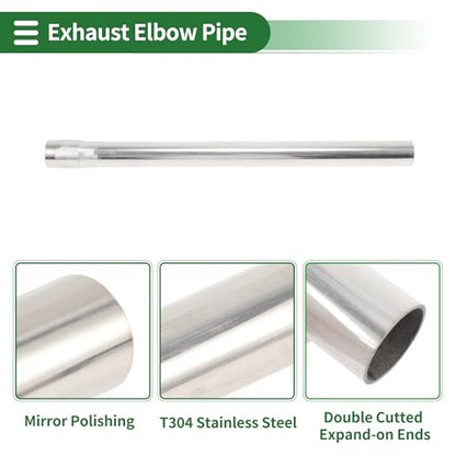 Motoforti 1.25" Straight Exhaust Pipe Tube T304 Stainless Steel DIY Custom Car Modified Tubing Piping 17.32" Length Single Side with Flaring Surface Polishing