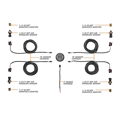GlowShift 10 Color Digital Quad Air Pressure Gauge Kit, 2-1/16" 52mm