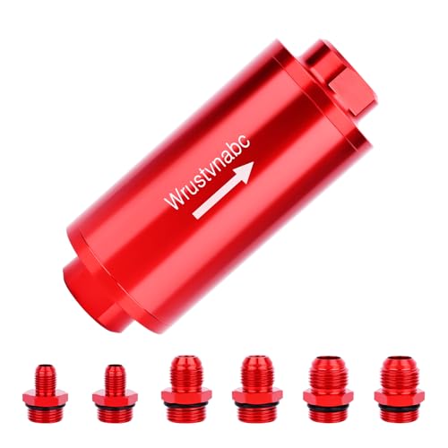 6AN 8AN 10AN Inline Fuel Filter 10 Micron 58MM Aluminum (red, 10Micron) - color: red, size: 10Micron