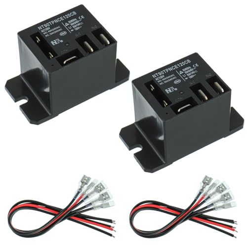 NT90-AC120V-10X Power Relay AC 120V Coil 120 VAC 30A 40A SPDT(1NO 1NC) with Flange Mounting and 10 Quick Connect Terminals Wires Mini Relay(Pack of 2pcs) - size: AC 120V