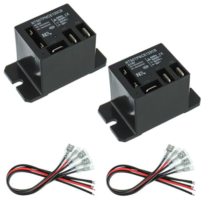 NT90-AC120V-10X Power Relay AC 120V Coil 120 VAC 30A 40A SPDT(1NO 1NC) with Flange Mounting and 10 Quick Connect Terminals Wires Mini Relay(Pack of 2pcs) - size: AC 120V