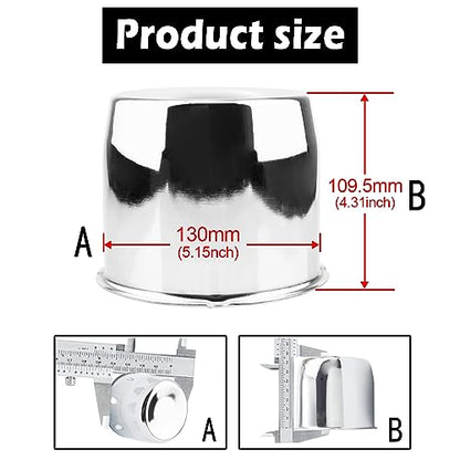 4Pcs 5.15" OD 4.31" H Push Through Trailer Wheel Center Cap for Rim - color: Chrome, size: 5.15" Hub 4.31" H