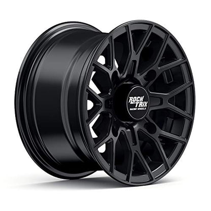 RockTrix RT104 12x7 ATV UTV Wheel 4x156 4+3 Offset, Matte Black, 1pc Single - size: 12x7 (4+3)
