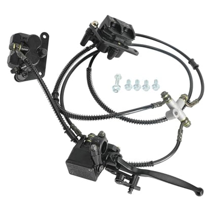 Twin Caliper Hydraulic Rear Brake Assembly with Master Cylinder & Lever for Rear Drive ATV Quad Trike