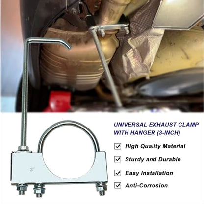 3" Exhaust Clamp With Hanger One-Piece Muffler Hanger, Pack of 1 - size: 3"-1 PACK（One-Piece)