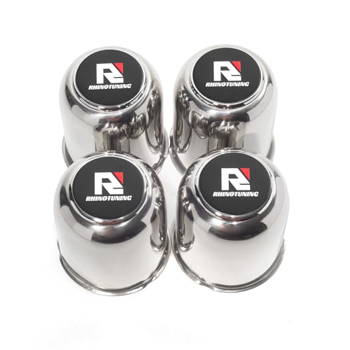 RTrhinotuning 4 PCS 3.27 in Stainless Steel Trailer Wheel Center Caps 3.41 in Tall for Truck SUV RV Rim Center Caps Chrome Push Through Hub Cover - color: Chrome, size: 3.27" Center Hole, 3.41" Height