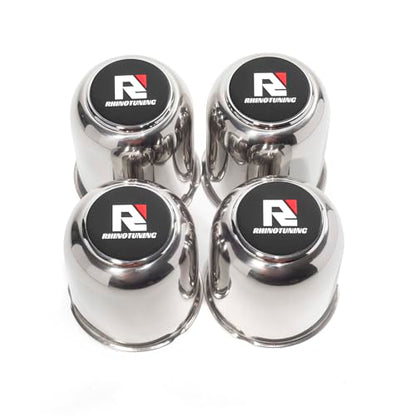 RTrhinotuning 4 PCS 3.27 in Stainless Steel Trailer Wheel Center Caps 3.41 in Tall for Truck SUV RV Rim Center Caps Chrome Push Through Hub Cover - color: Chrome, size: 3.27" Center Hole, 3.41" Height