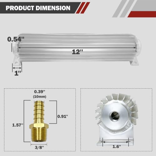 12'' Aluminum Finned Transmission Oil Coolers Single Pass - color: Single Pass, size: 12''