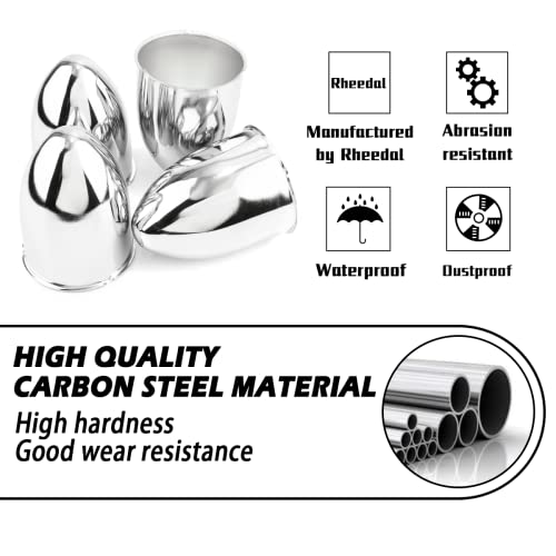 4Pcs 3.27" OD 4.53" H Pointed Top Trailer Wheel Center Caps for Rim - color: Chrome, size: 3.27" OD 4.53" H