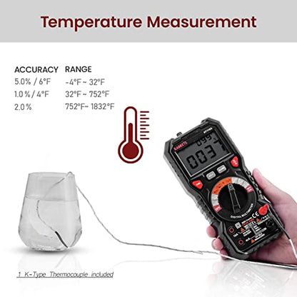 KAIWEETS Digital Multimeter Automotive TRMS Tester 6000 Counts NCV for Car - size: 6000 counts