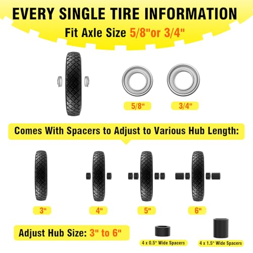 4.80/4.00-8 Wheelbarrow Tire and Wheel 16" Flat Free Solid Hand Truck