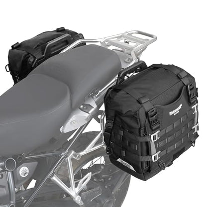 Rhinowalk Motorcycle Saddlebags Waterproof Tail Bag Luggage Bags Quick Release Side Bags 35L~45L Expandable with Molle System, Reflective Safety, Black (1pc) - color: Black-35L