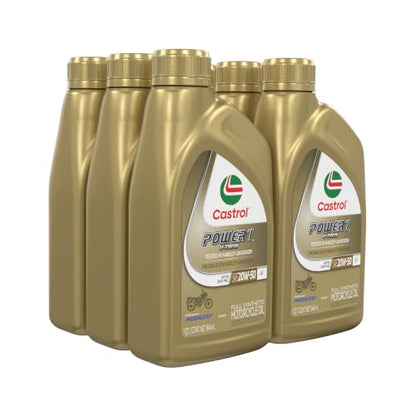 Castrol Power1 V-Twin 20W-50 Full Synthetic Motorcycle Oil, 1 Quart, Pack of 6 - size: 1 Quart, Pack of 6