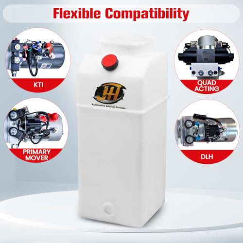 8 Quart Poly Power Unit Reservoir for Hydraulic Systems, Polyethylene Flat Bottom Utility Fluid Tank for Dump Trucks Trailers RVs Boats - size: 8 Quart