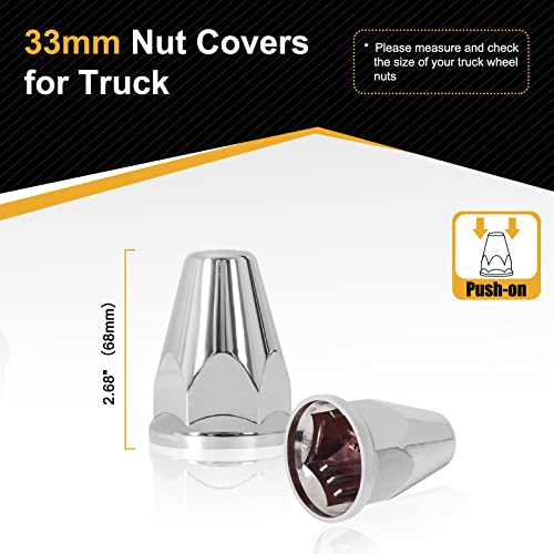 40Pcs Lug Nut Covers 33mm Bullet Flanged ABS Chrome Plastic Push-on Anti-Rust Standard Flanged Nut Covers for Semi Trucks, Trailers, Trucks, RVs - color: 40 PCS