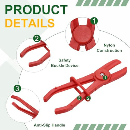 HARFINGTON 2pcs 7" Hose Pinch Pliers Plastic Hose Multi-Functional Fuel Red - size: 7 Inch