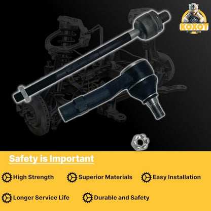 4pcs Front Inner & Outer Tie Rod Ends Kit for Ford Explorer 98-01, Ranger 98-11, for Mazda B2300 01-09, B2500 98-01, B3000 98-07, B4000 98-09, for Mercury Mountaineer 98-01 | ES3461X2 EV317 X2 - size: ES3461X2 EV317 X2