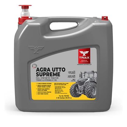 TRIAX Agra UTTO Supreme GL-4 Full Synthetic Tractor Trans-Hydraulic Fluid - Compatible with Kubota UDT2, JD J20C/D, J20D, Case HyTran (5 Gallon) - size: 5 Gallon
