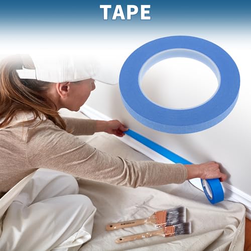 Painters Tape Easy Removal 0.5 Inches x 52.5 Yards Blue - color: Blue, size: 0.5 Inches x 52.5 Yards