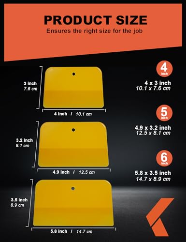 KREFINISH Body Filler Spreaders (4, 5, 6in 15Pieces) - Yellow Reusable Plastic Spreader Auto Body Spreader for Automotive Fillers, Putties, Glazes, Caulks and Paint - size: 3 Sizes