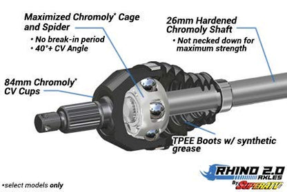 SuperATV Heavy Duty Rhino 2.0 Axle for Polaris RZR 4 800 / S 800 (2009-2014) - Stock Length - Front - 100% Stronger Than Stock - size: Front