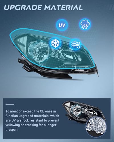 Nilight Headlight Assembly Compatible with 2008-2012 Chevy Malibu - color: Black Housing Clear Reflector, size: 2008-2012 Chevy Malibu
