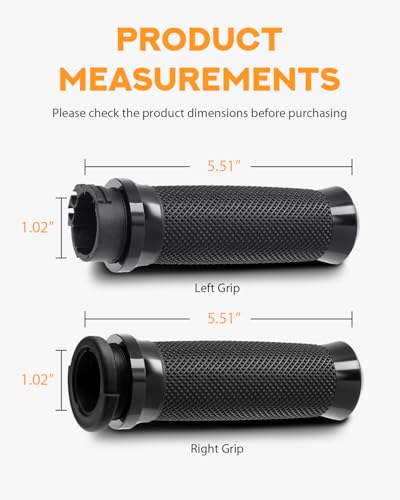 PBYMT 1inch Hand Grips, Cable Throttle Control Handlebar Grips Fit for Harley ’96-’07 Touring, ’08-’13 XR, ’96-Later XL, ’02-’17 VRSC, ’96-’17 Dyna (Except FXDLS) - color: Black