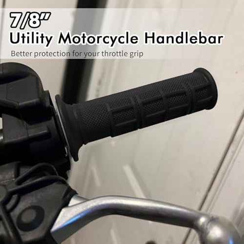 2PCS Motorcycle Handlebar Grips, 7/8 & 1 Inch Non-Slip Grips (Black) - color: Black