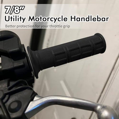 2PCS Motorcycle Handlebar Grips, 7/8 & 1 Inch Non-Slip Grips (Black) - color: Black