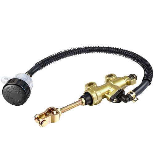 Rear Brake Master Cylinder Replacement with Brake Fluid Reservoir for Most Motorcycles, Dirt Bikes, Pit Bikes and ATV - Gold - color: gold
