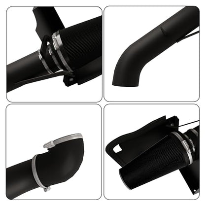 4’’ Cold Air Intake with Heat Shield Compatible with 1999-2006 GMC & Chevy V8 4.8L/5.3L/6.0L Silverado 1500/2500/3500 - Black - color: Black