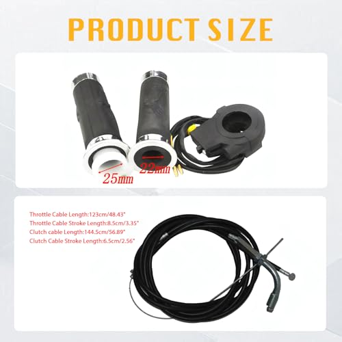 7/8" 22mm Control Handlebar Grips Throttle Clutch Cables kit for 49cc 60cc 66cc 80cc Engine Motorized Bicycle Push Bike