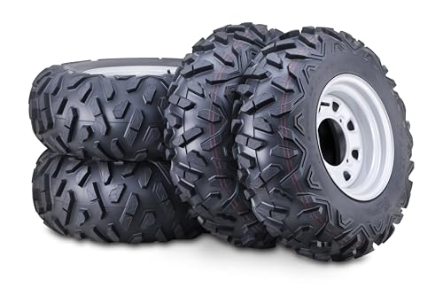 WANDA ATV Tire and Wheel Set 25x8-12 25x10-12 on 4x156mm PCD 4+3 Silver Rim - size: 4x156mm 4+3 wheel