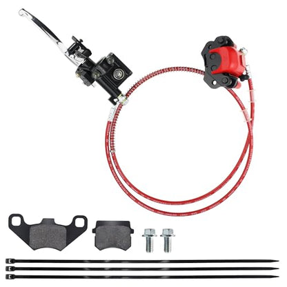 PRO BAT ATV Left Hydraulic Brake Kits with Hand Brake Master Cylinder - color: Red