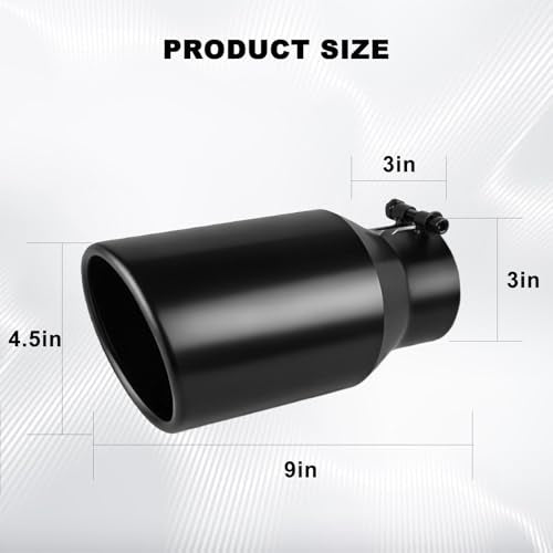 Mupera 3 Inch Inlet Exhaust Tip, 4.5" Outlet, 9" Long - size: 3" Inlet 4.5" Outlet 9" Length Black