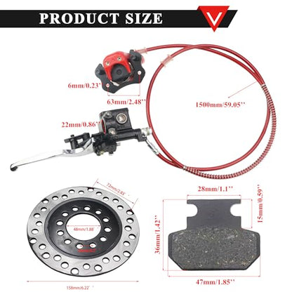 PRO BAT ATV Rear Hydraulic Disc Brake Kits - color: Red